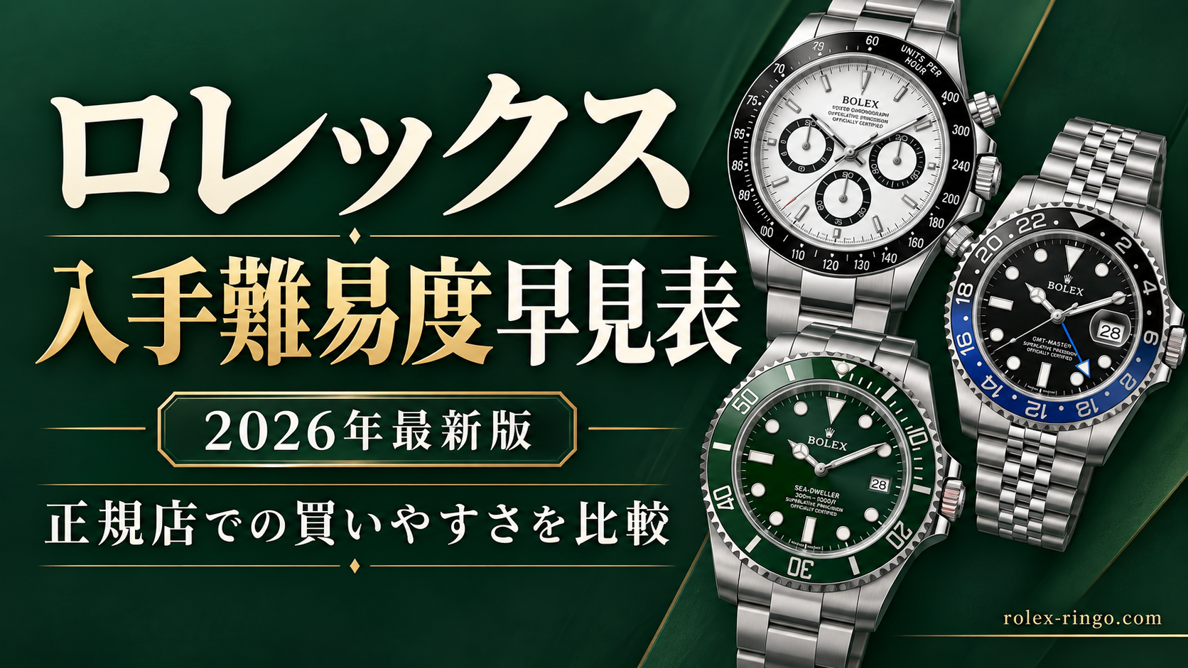 ロレックス入手難易度早見表【2026年最新版】正規店での買いやすさをモデル別に比較
